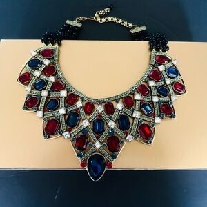 Heidi Daus Many Shades of Fabulous Red and Blue Statement Necklace